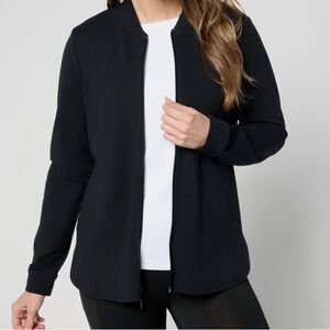 New Denim & Co. Active Duo Stretch Zip Front Jacket Black size 1X
